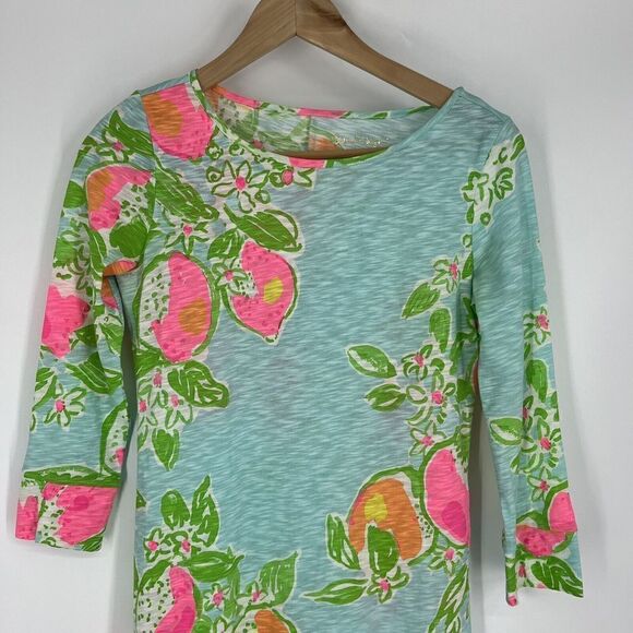 Lilly Pulitzer Marlowe Dress Size XXS Blue Pink 3/4 Sleeve Boho Floral Print - Picture 2 of 8